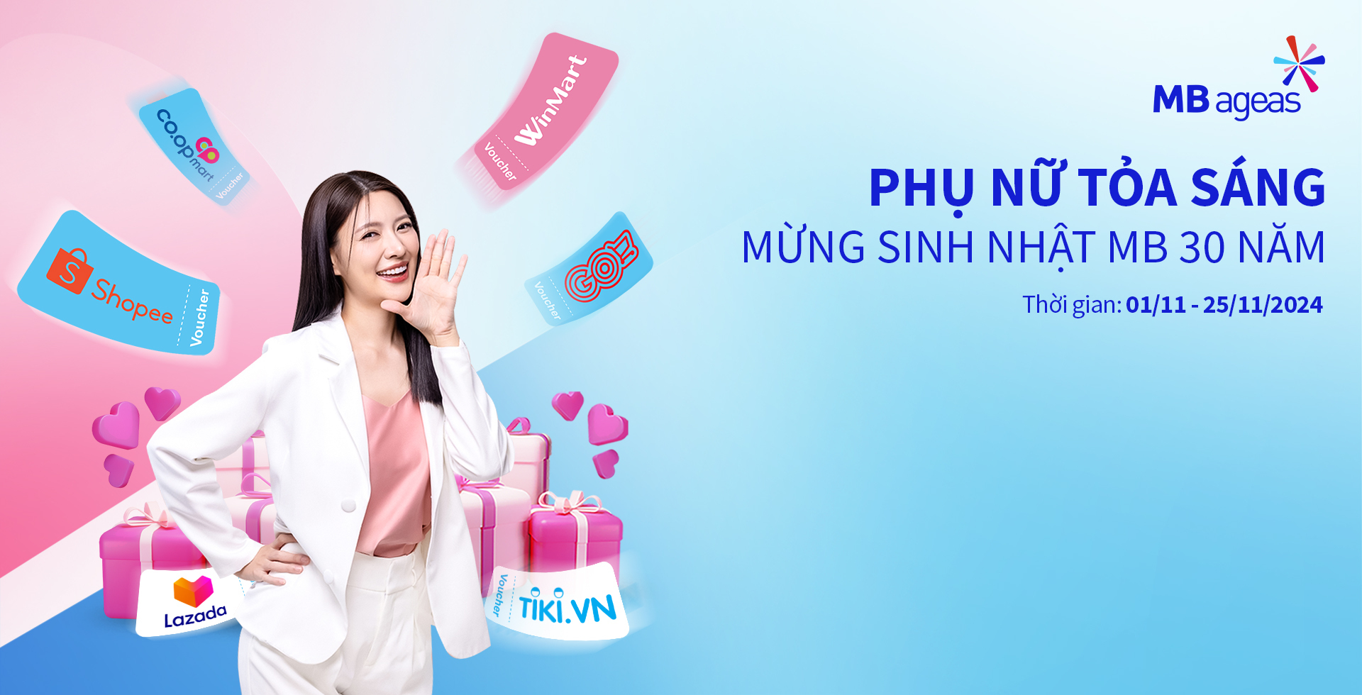 Chương trình khuyến mại: Phụ Nữ Tỏa Sáng mừng sinh nhật MB 30 năm